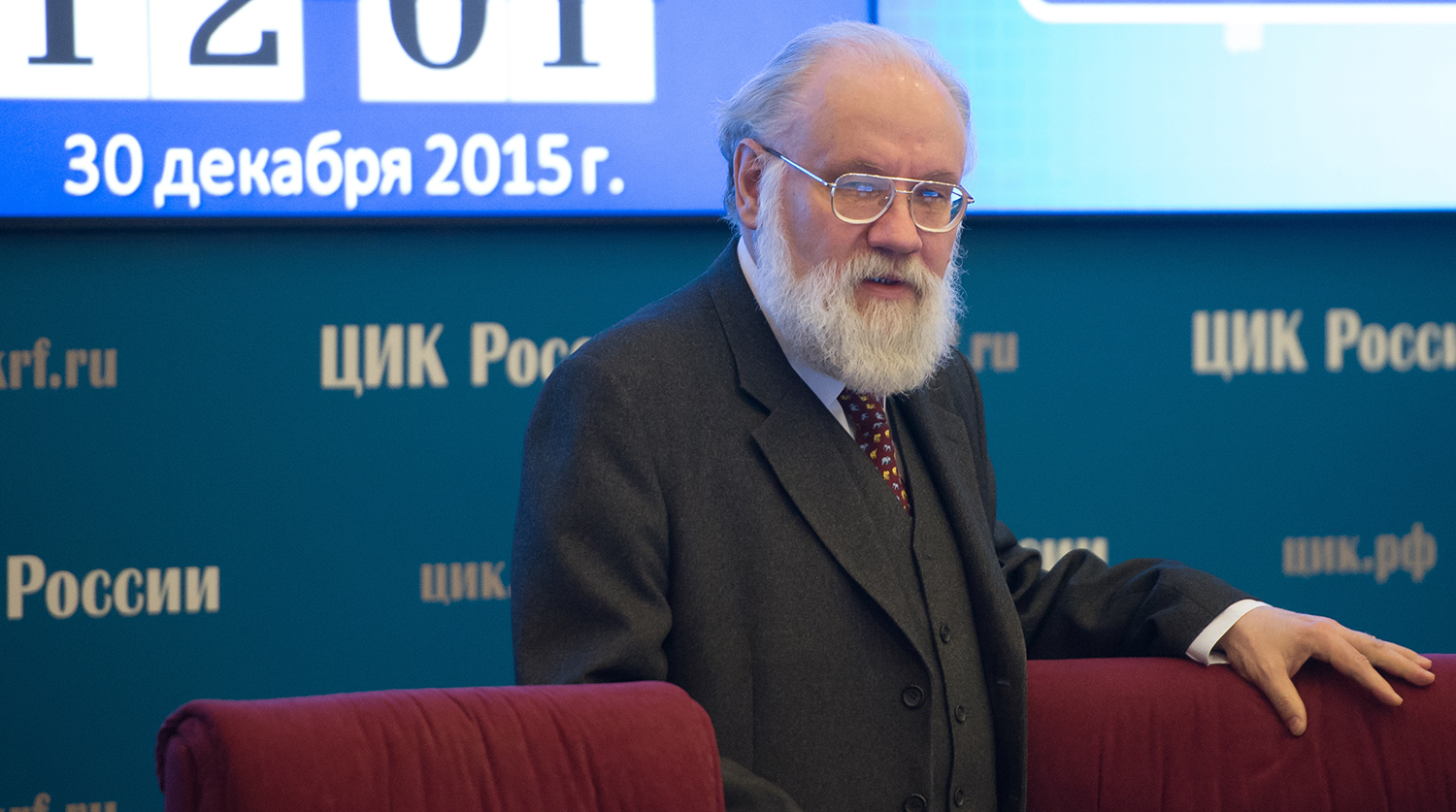 Předseda Ústřední volební komise (CEC) Ruska Vladimir Churov na zasedání Ústřední volební komise Ruské federace v Moskvě.